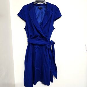 SPENSE woman Fit & Flare Midi Dress Cap Sleeves Faux Wrap Casual Dress 20W Blue